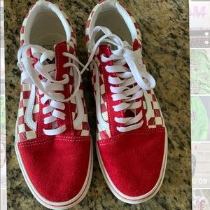 Men’s red and white Vans